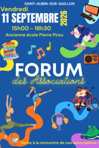 Affiche du forum des associations 2026, avec des représentations de multiples activités en couleurs